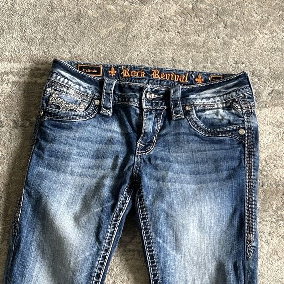 Rock Revival Celinda Jeans Womens 26 Ankle Skinny Distressed Bling Pockets - Picture 2 of 9